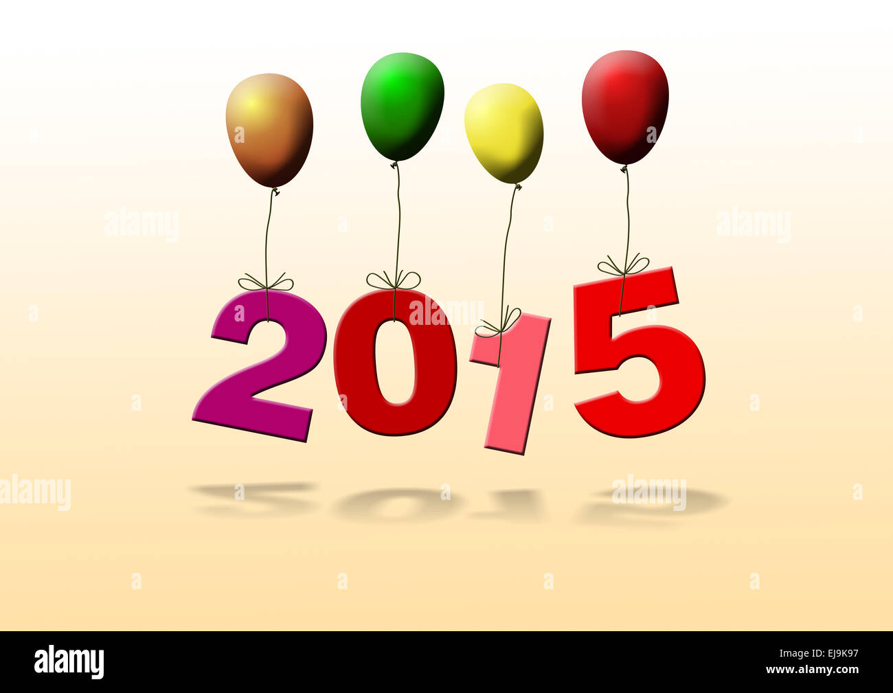 illustration of year 2015 on balloons Stock Photo