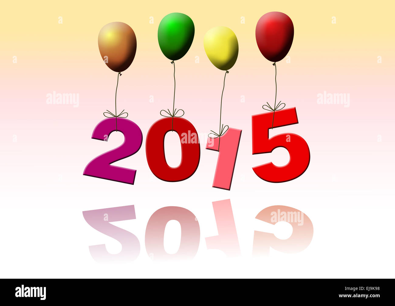 illustration of year 2015 on balloons Stock Photo