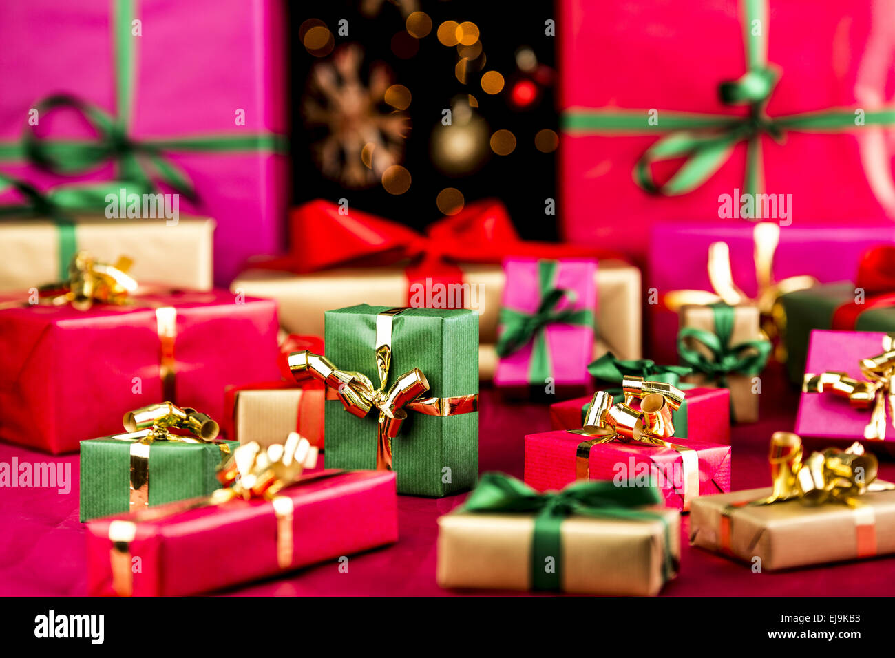 Multitude of Xmas Gifts Spread Out Stock Photo