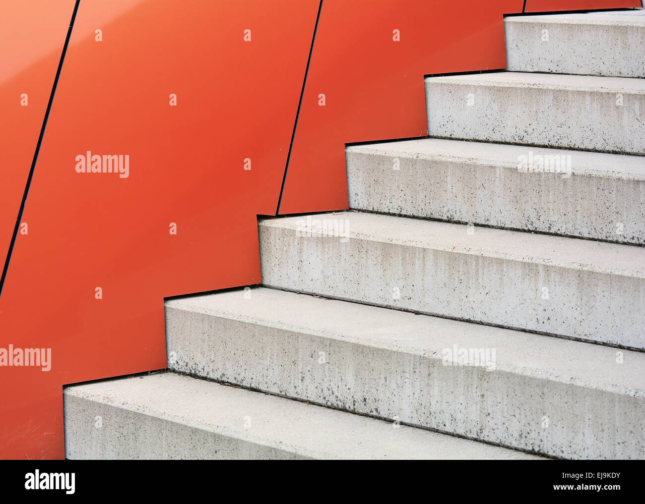 staircase and red facade Stock Photo