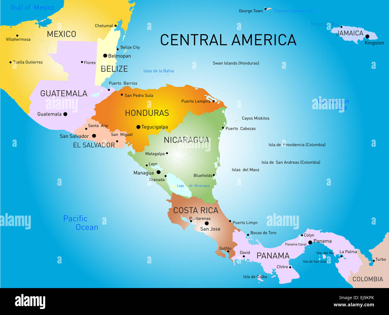 Central america map hi-res stock photography and images - Alamy