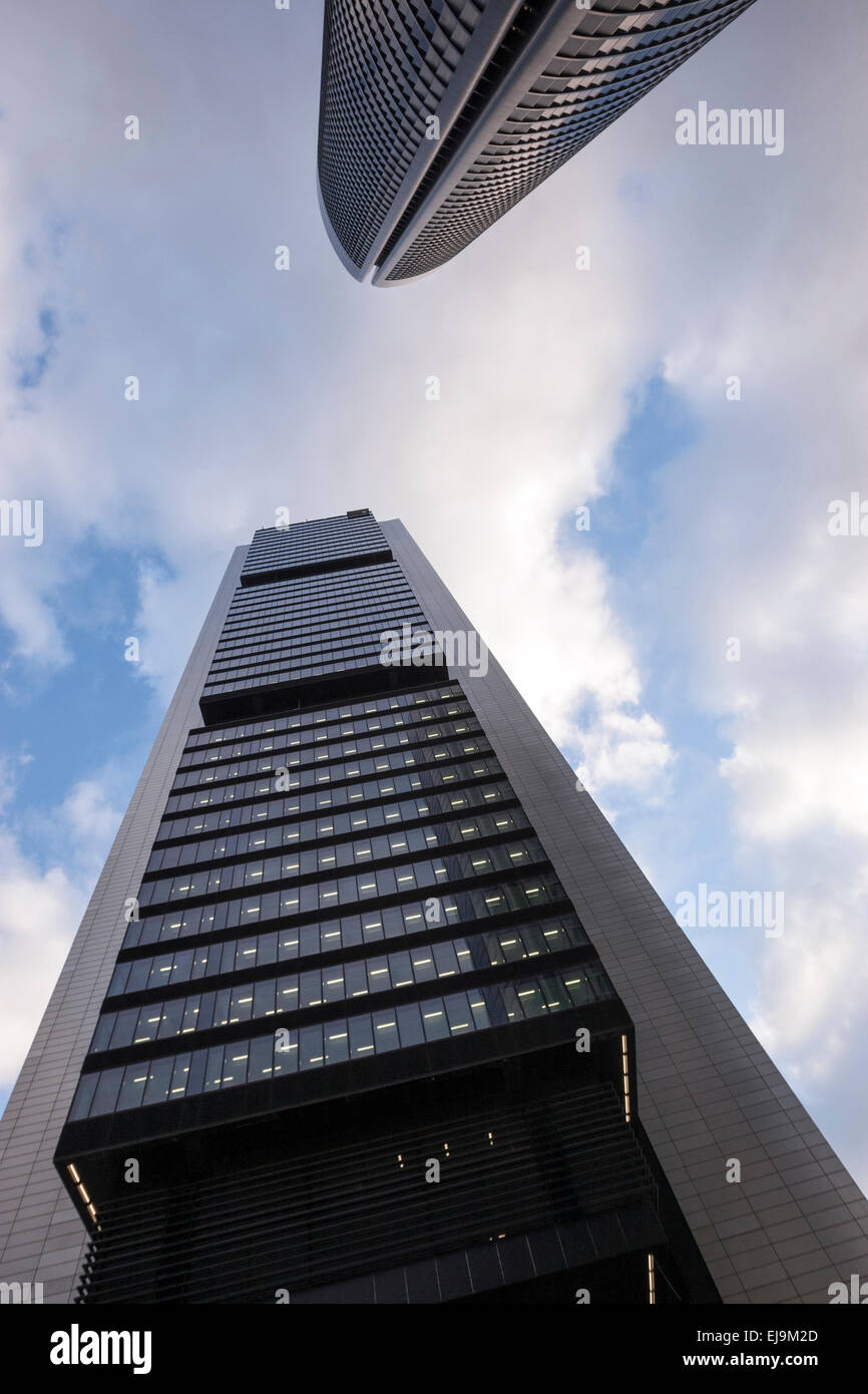 Torre PwC facing Torre Bankia in Cuatro Torres Business Area, a business district  in Madrid Stock Photo
