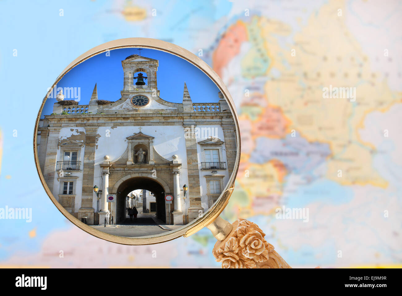Looking in on Lisbon, Arc da Villa in Faro, Algarve, Portugal Stock Photo