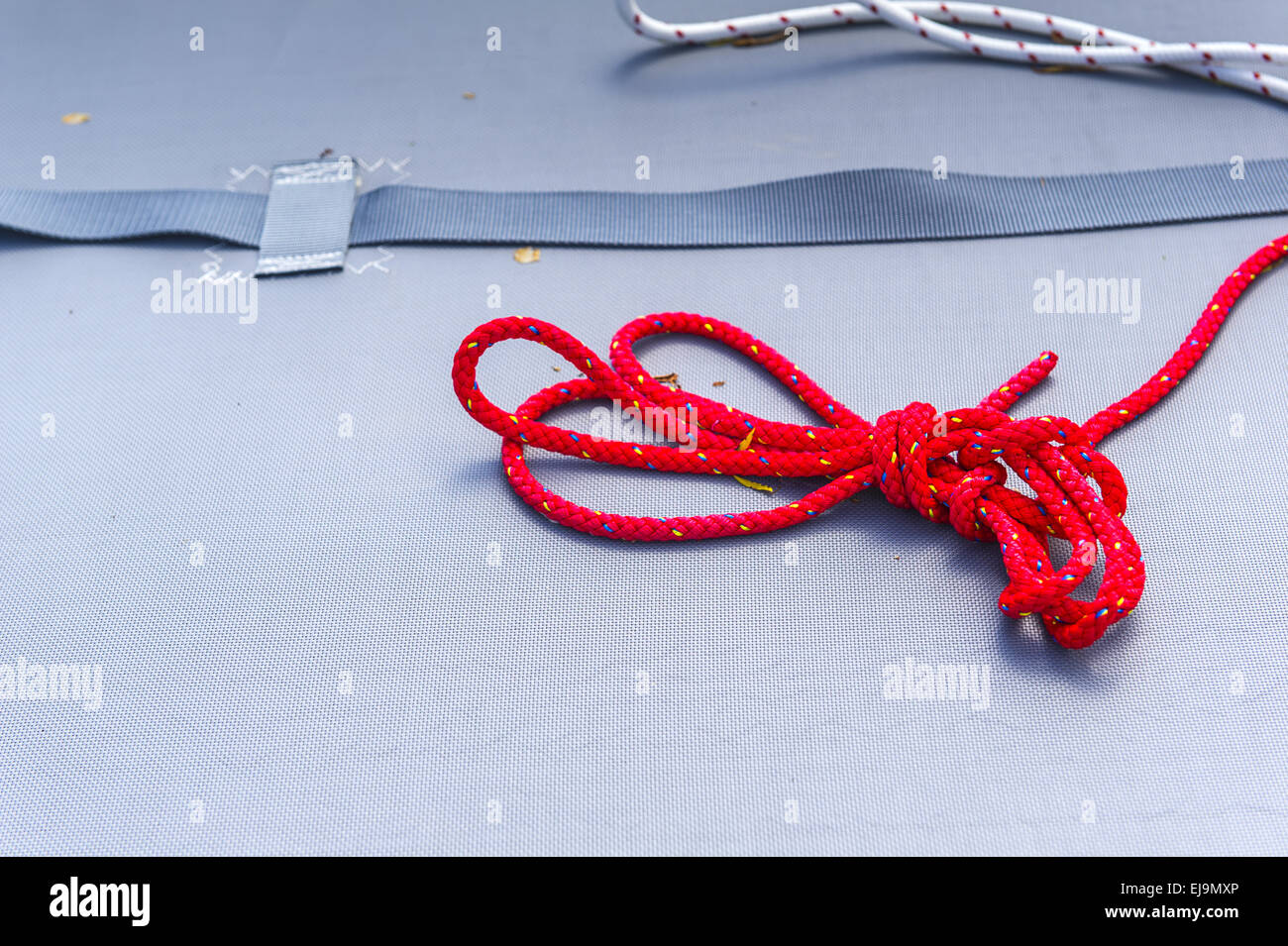 Red rope on a boat Stock Photo