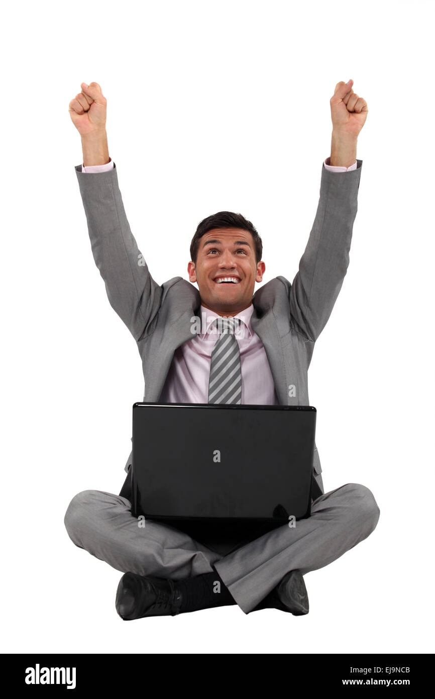Portrait excited businessman arms hi-res stock photography and images ...