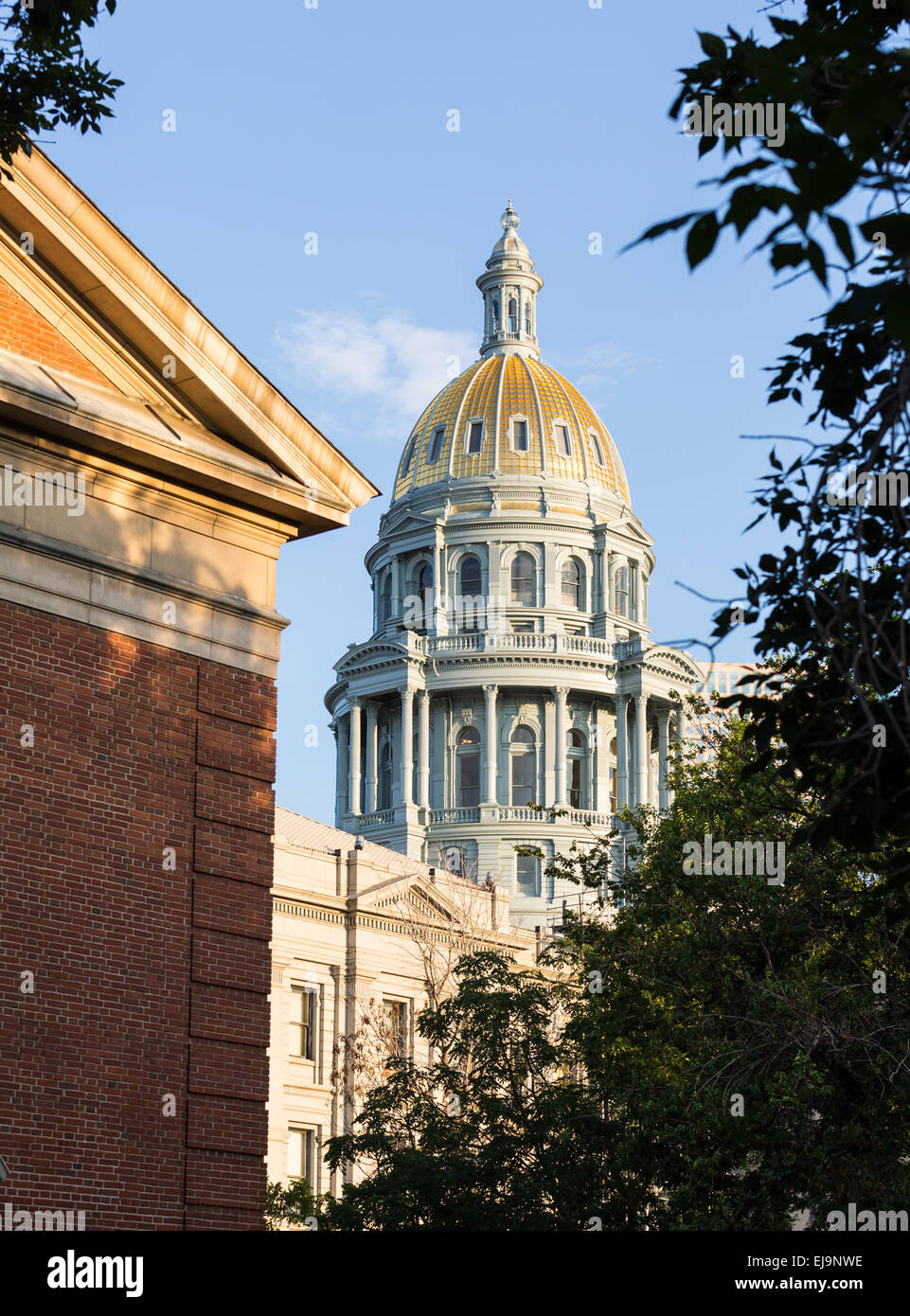 Gold covered dome of State Capitol Denver Stock Photo Alamy