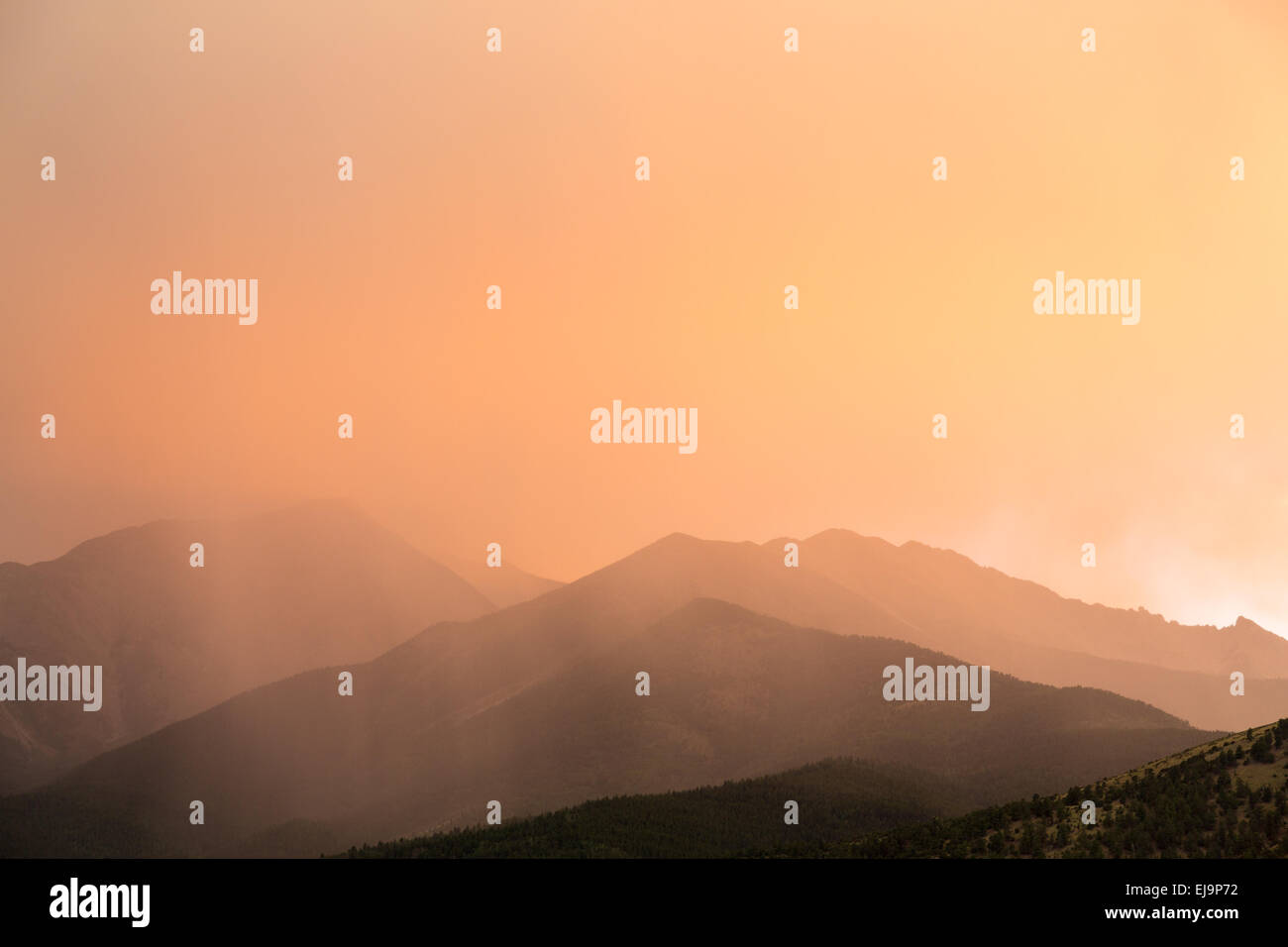 Unusual clouds over mountains of Colorado Stock Photo