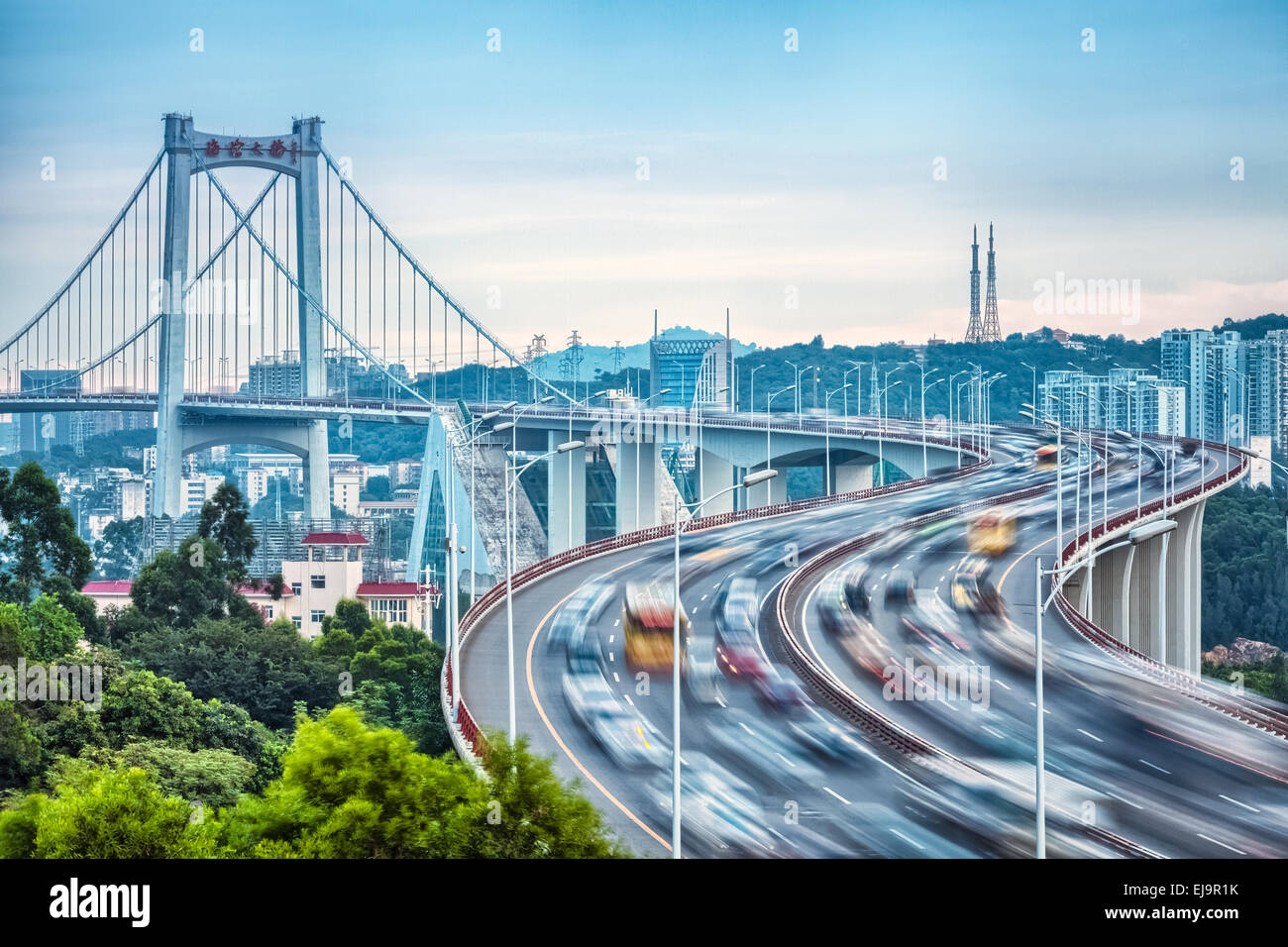 xiamen haicang bridge closeup with hdr Stock Photo