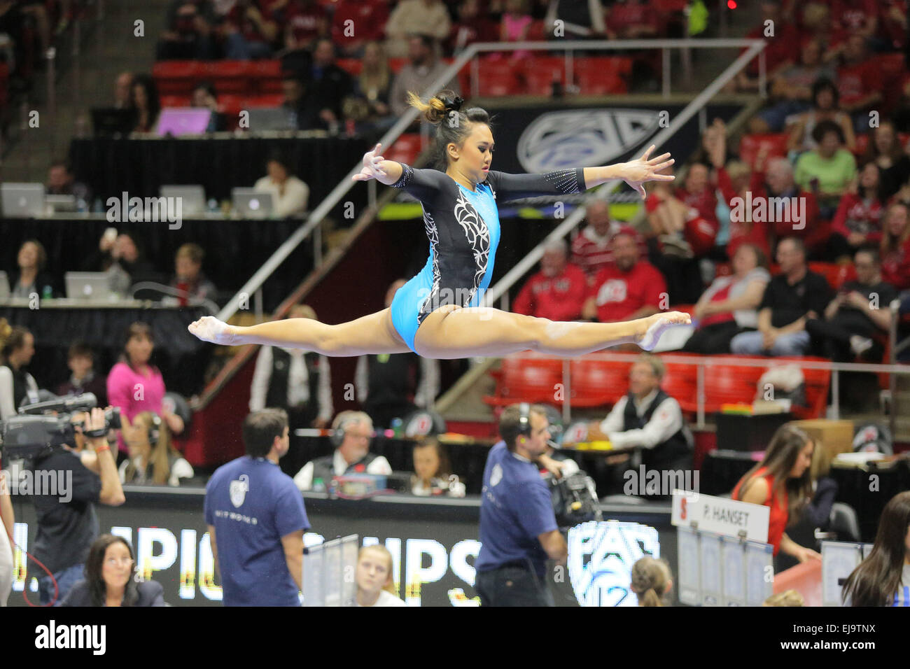 Salt Lake City, Utah, USA. 21st Mar, 2015. UCLA gymnast Christine Peng-Peng  Lee of Richmond Hill, Ontario, competes on the balance beam at the 2015  Pac-12 Women's Gymnastics Championships (Salt Lake City,