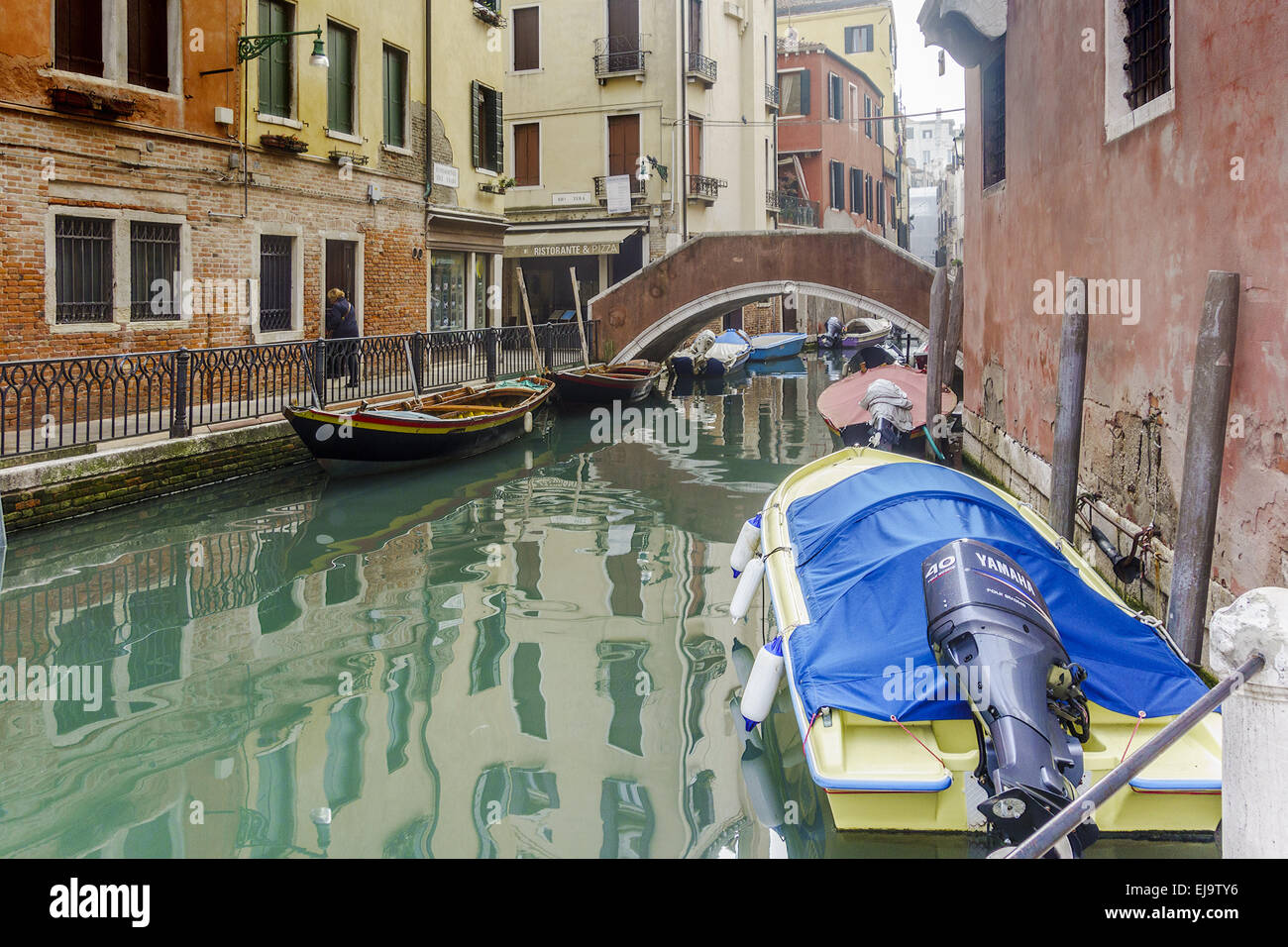 Canal Street Scene Venice Italy Stock Photo