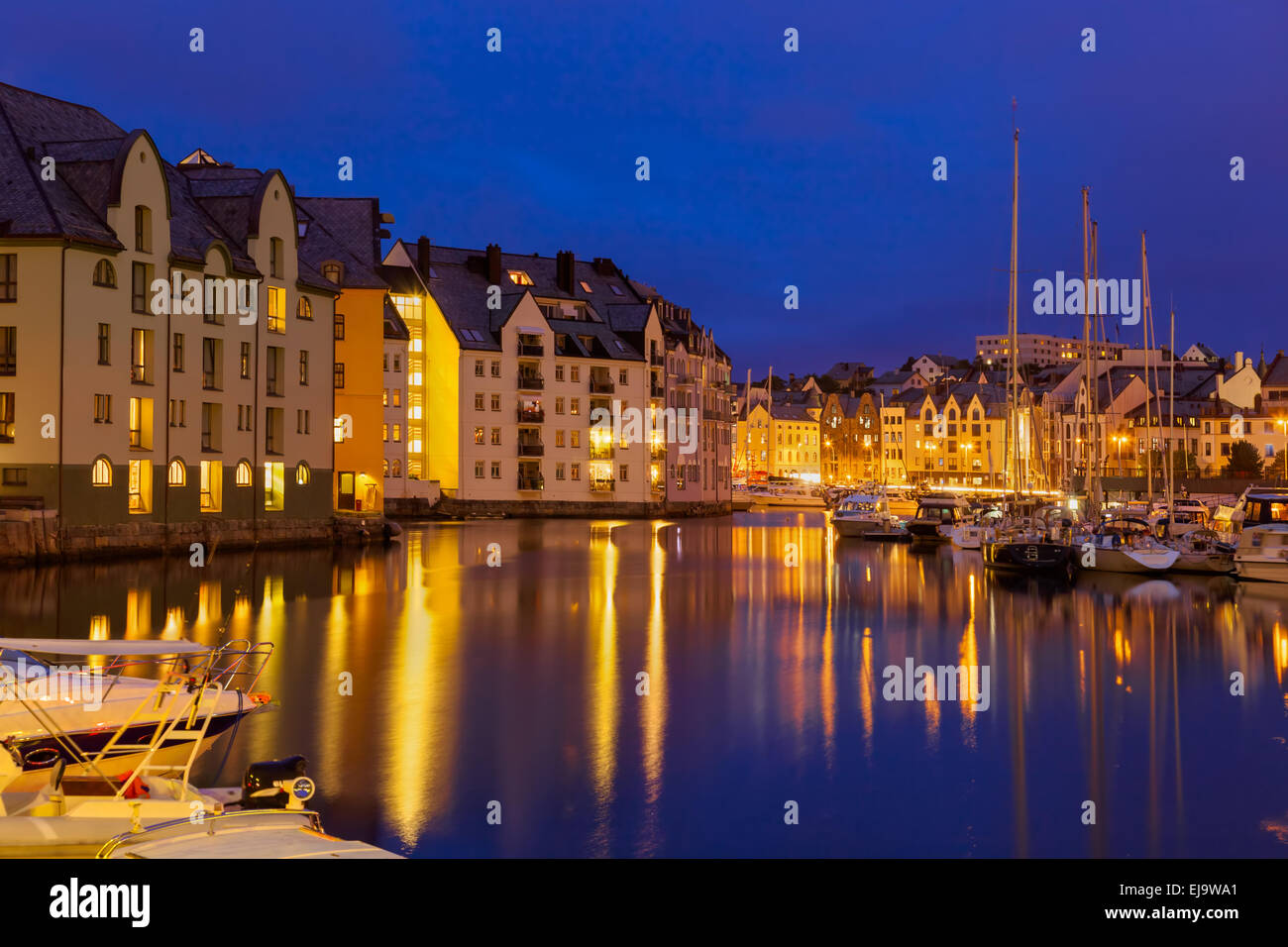 Cityscape of Alesund - Norway Stock Photo