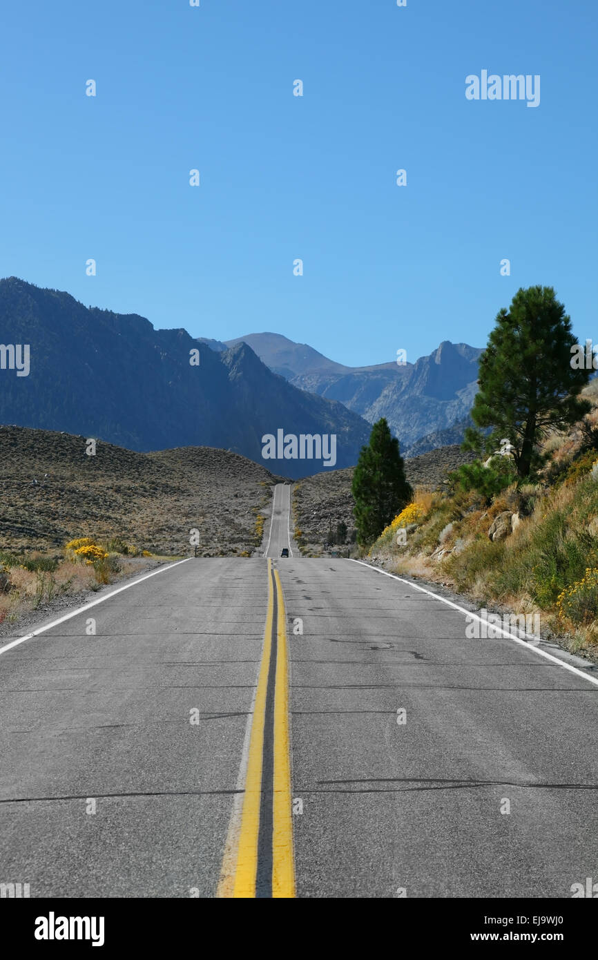 Great American road goes in desert Stock Photo