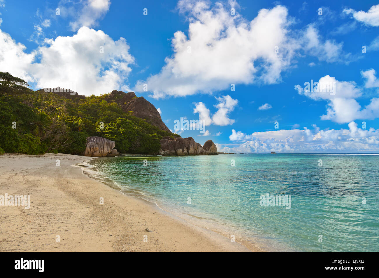 Famous beach Source d'Argent at Seychelles Stock Photo - Alamy