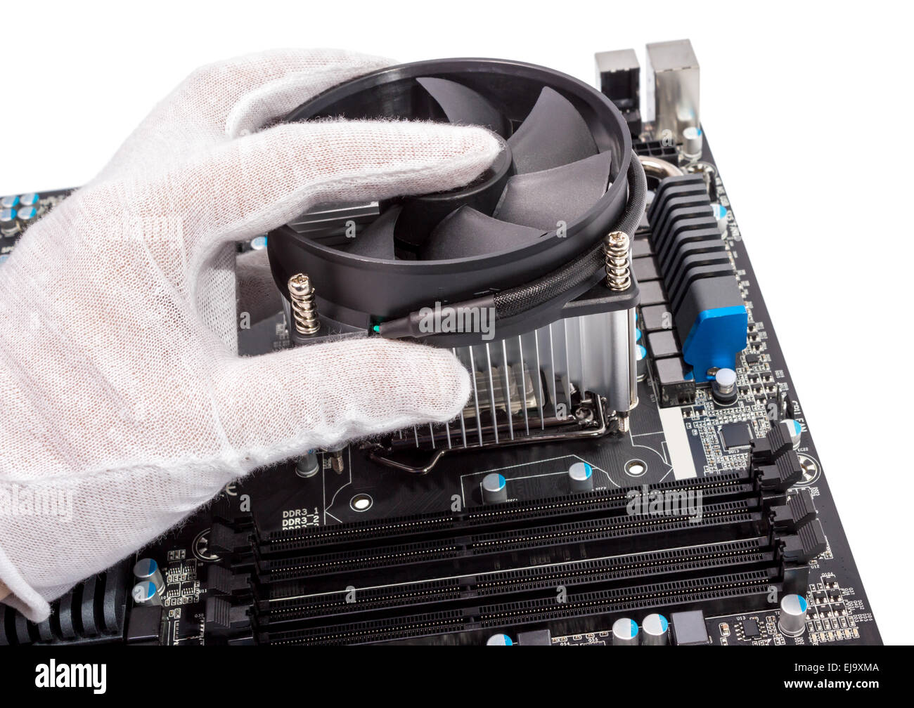 Electronic collection - Installing CPU cooler Stock Photo