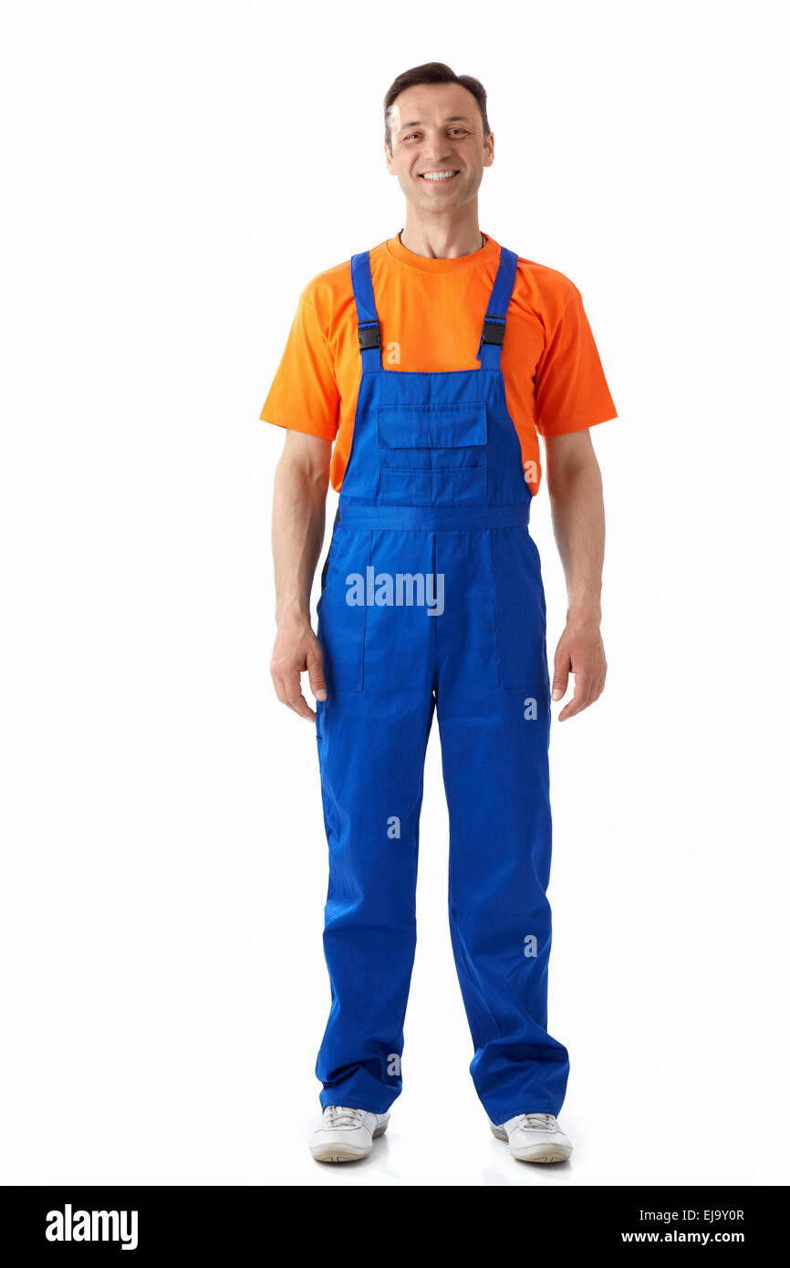 Man in overalls Stock Photo