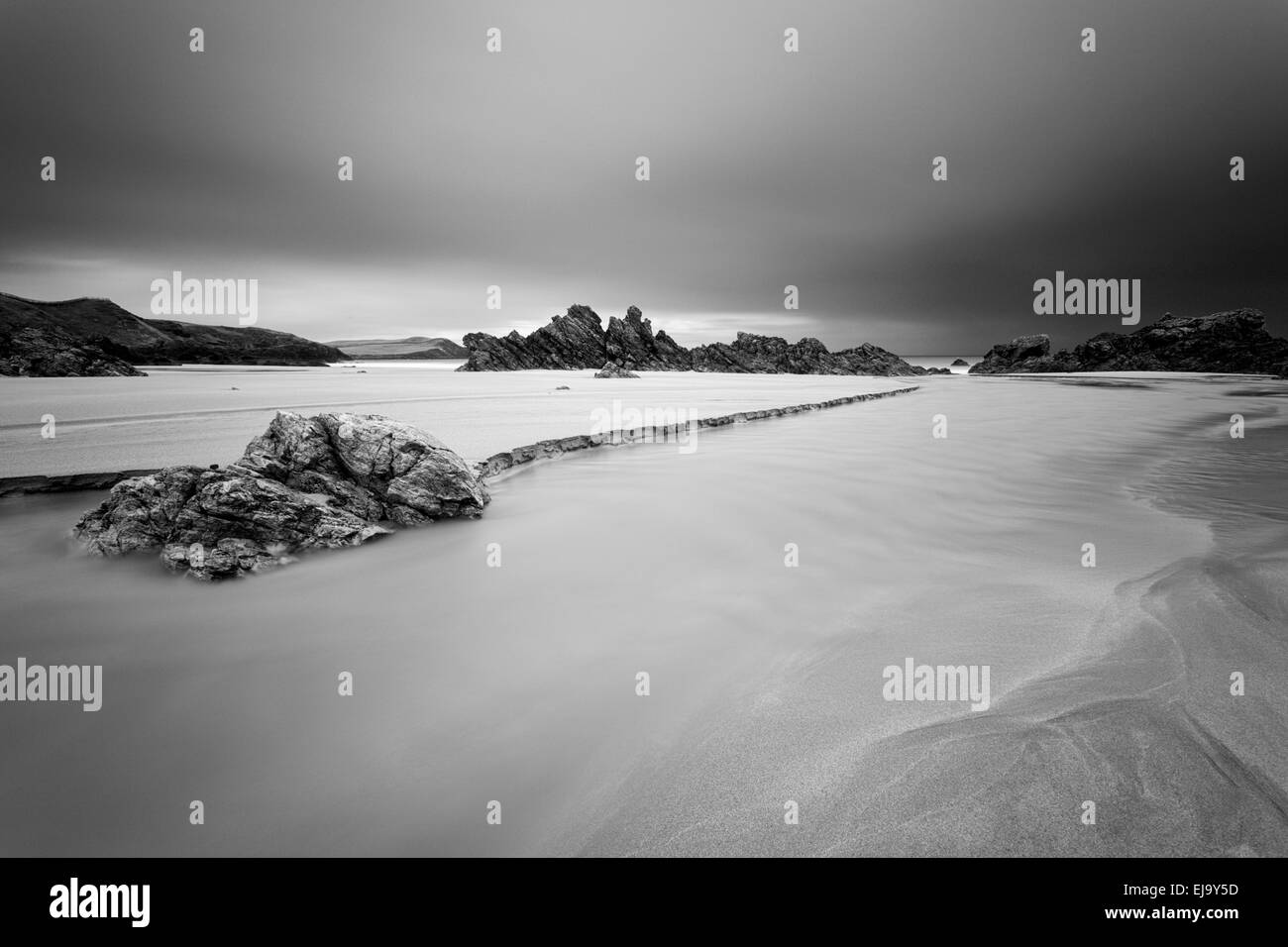 A burn discharging in the sea, Sango Bay Stock Photo Alamy