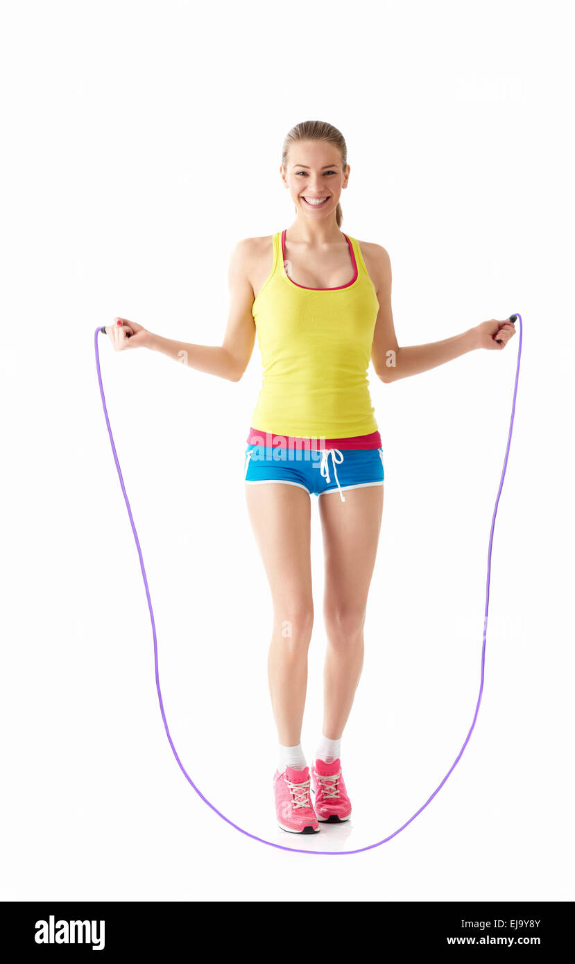 Woman skipping rope Cut Out Stock Images & Pictures - Alamy
