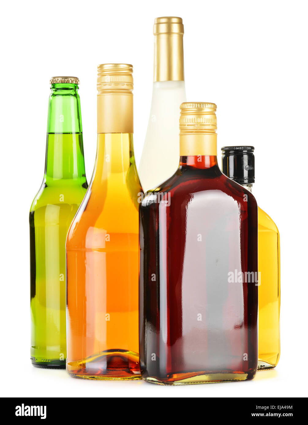 Bottles of assorted alcoholic beverages Stock Photo Alamy