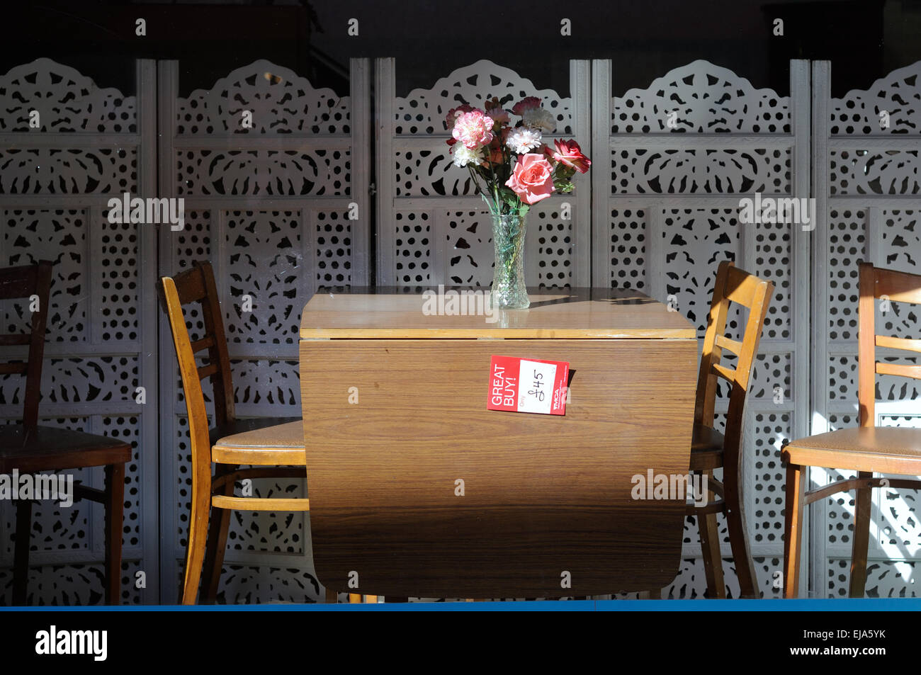 Charity Shop Window,Table And Chairs Stock Photo Alamy