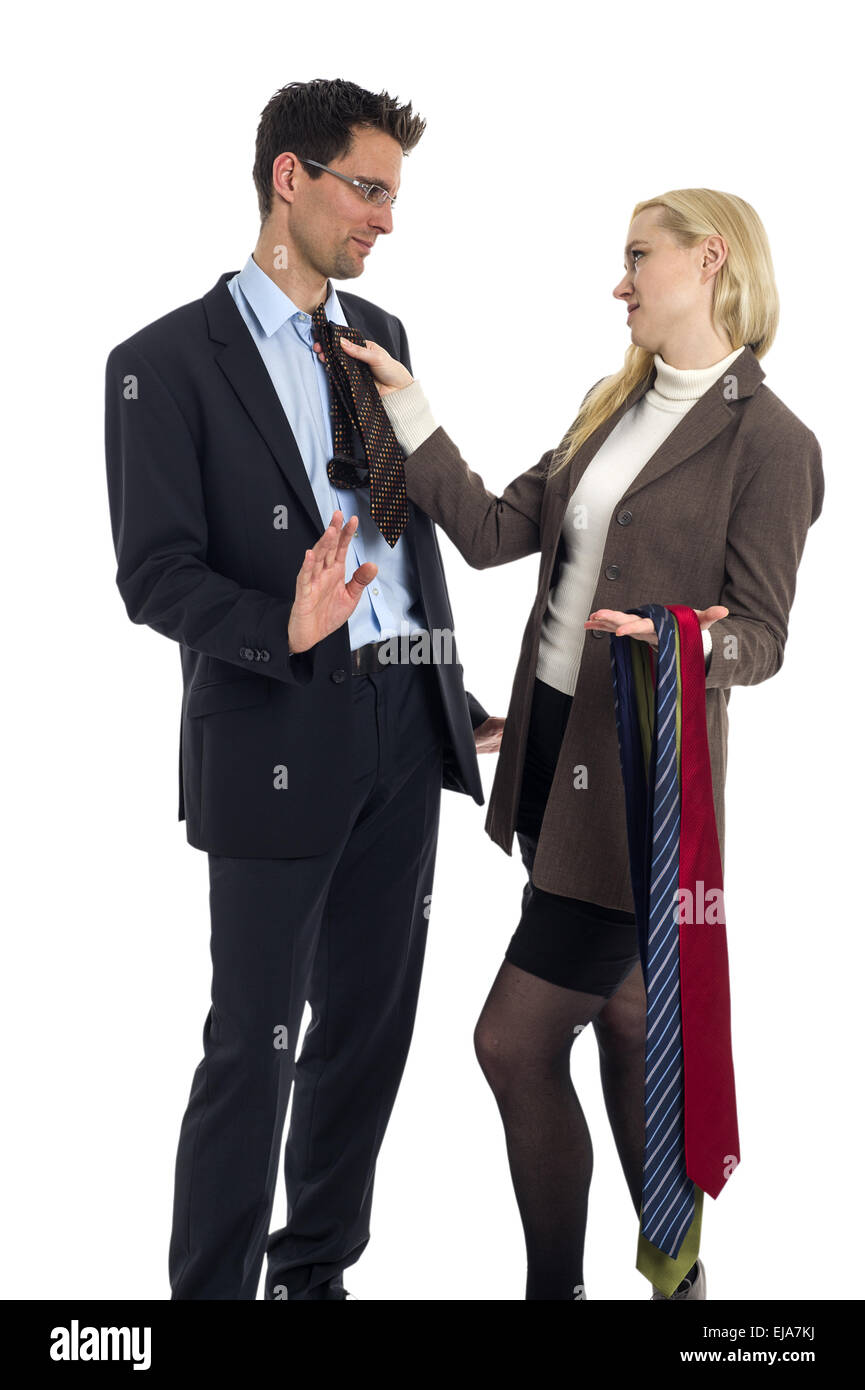Man and woman choose a tie from Stock Photo