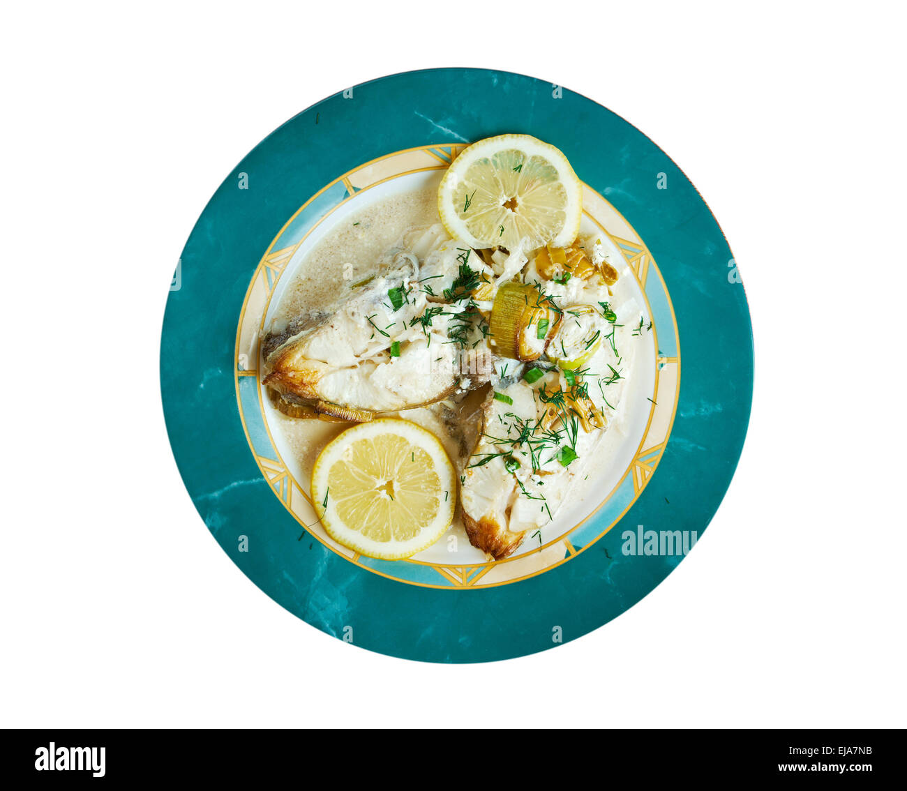 Halibut in Lemon Cream Stock Photo Alamy