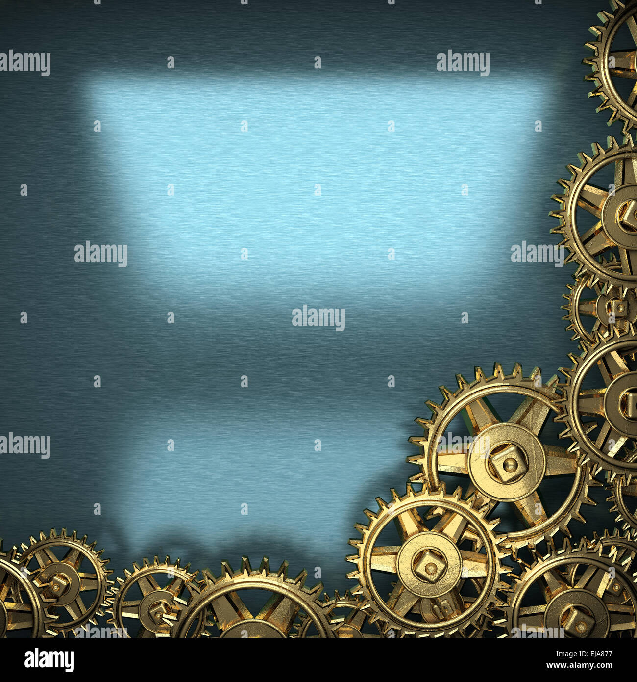 blue metal background with cogwheel gears Stock Photo - Alamy