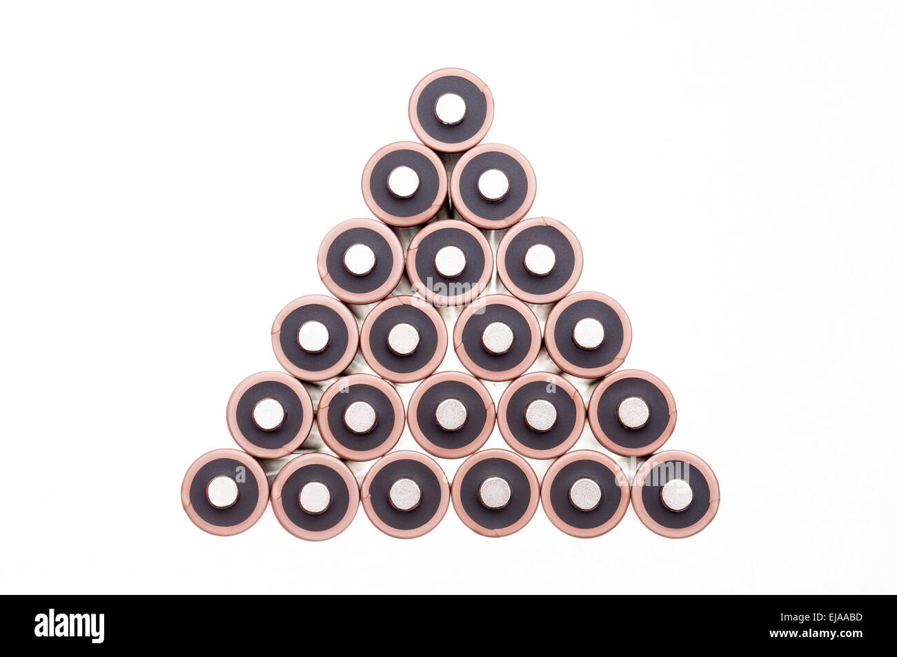 Batteries arranged in a pattern Stock Photo