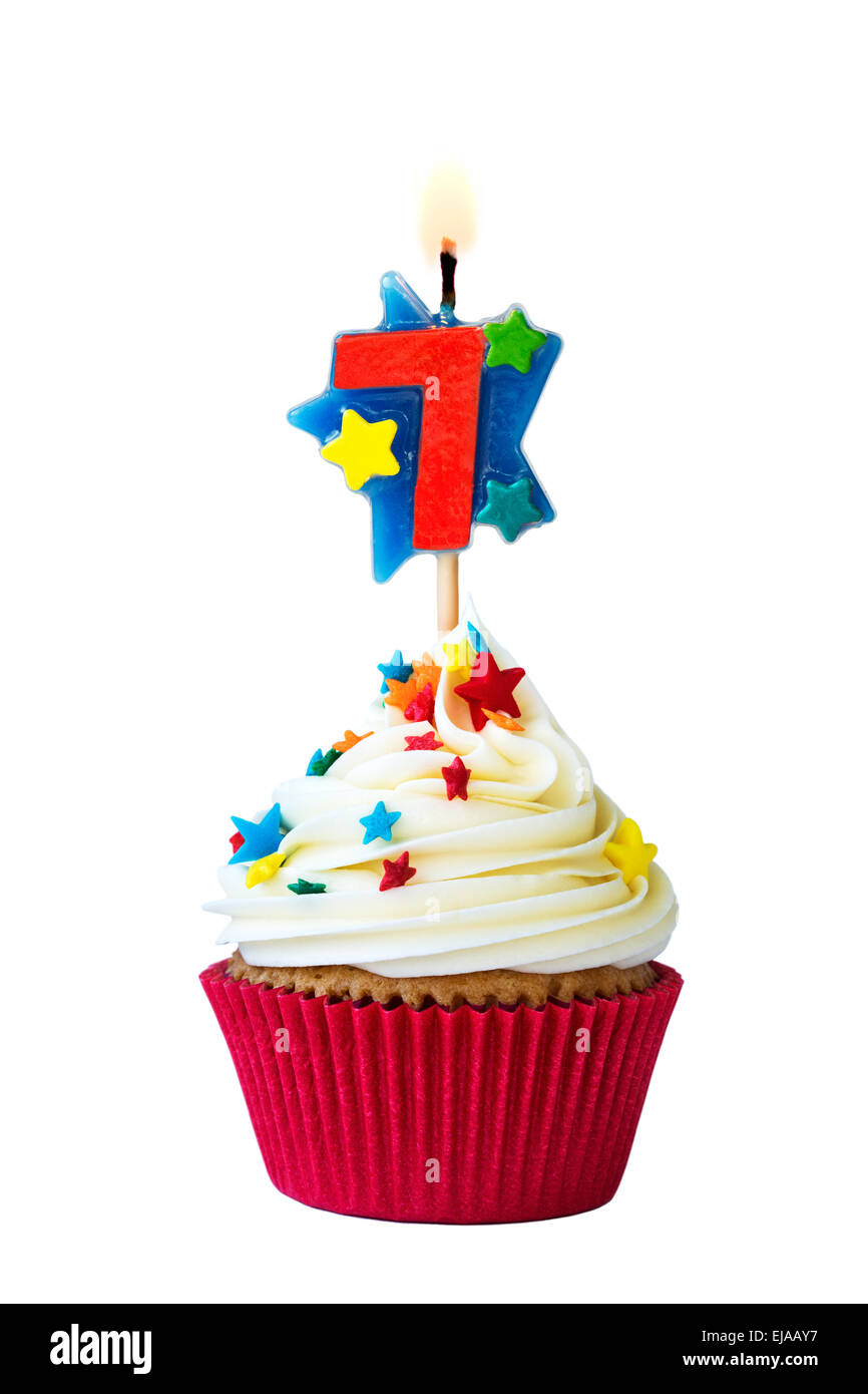 Cupcake with number six candle Stock Photo