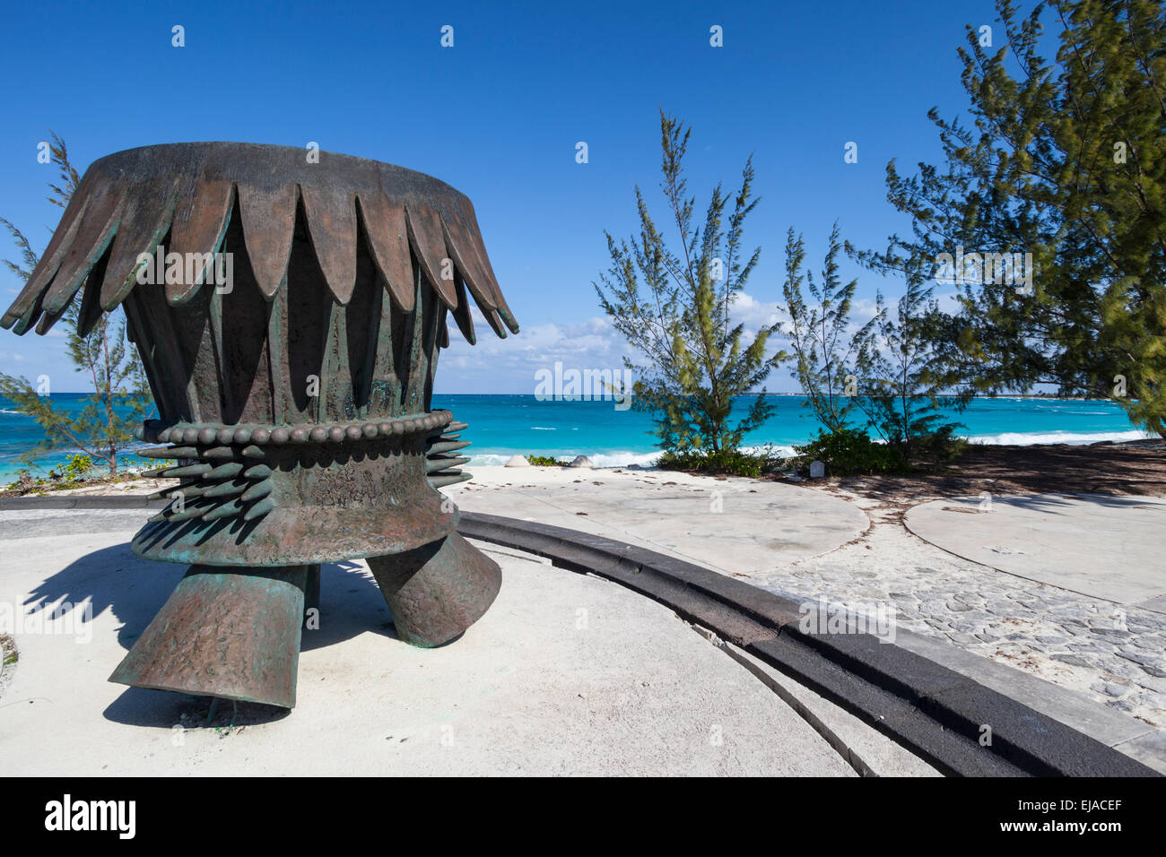 Monument to Mexico Olympics San Salvador Island Bahamas sea beach sun