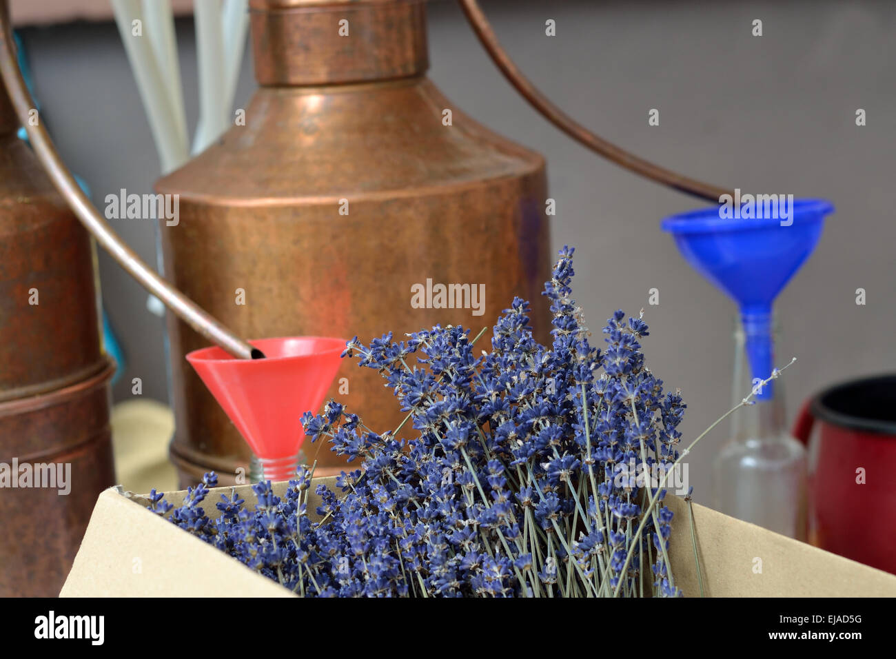 Produced lavender oil itself Stock Photo