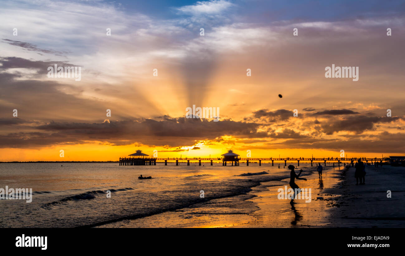 Sunset on Fort Myers Beach Stock Photo