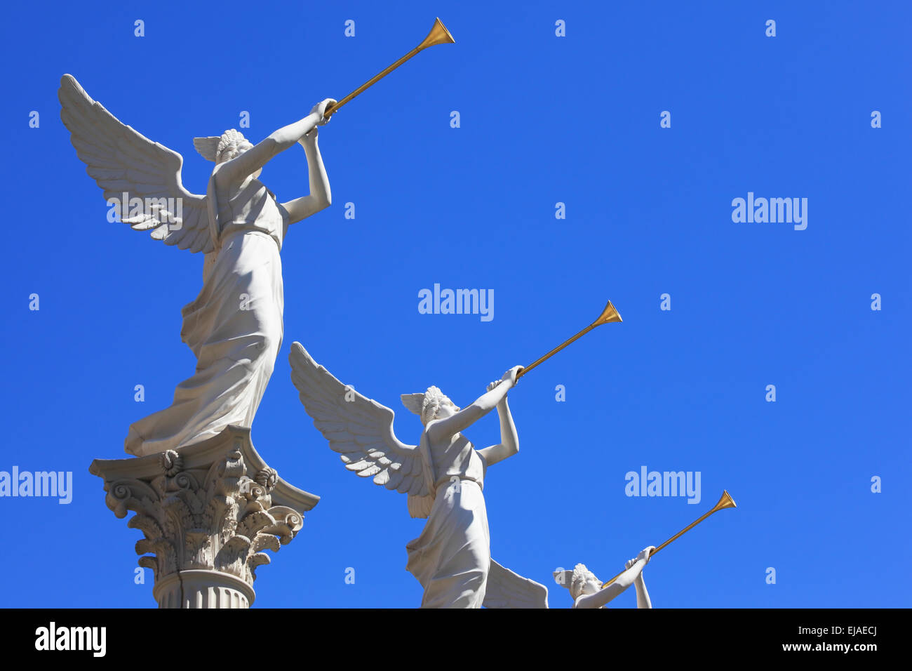 The statues of winged troubadours Stock Photo