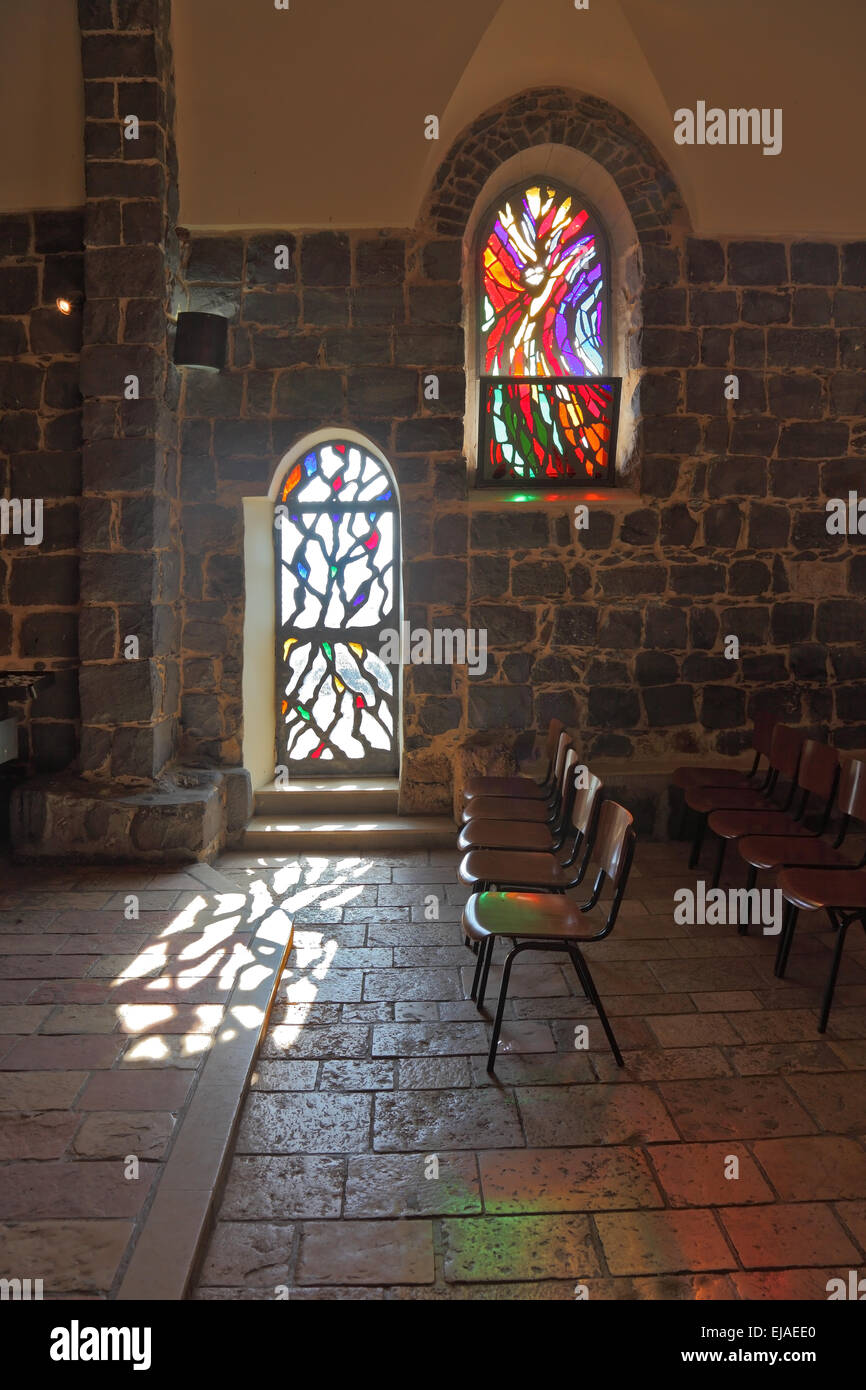 A stained glass window and glass door Stock Photo