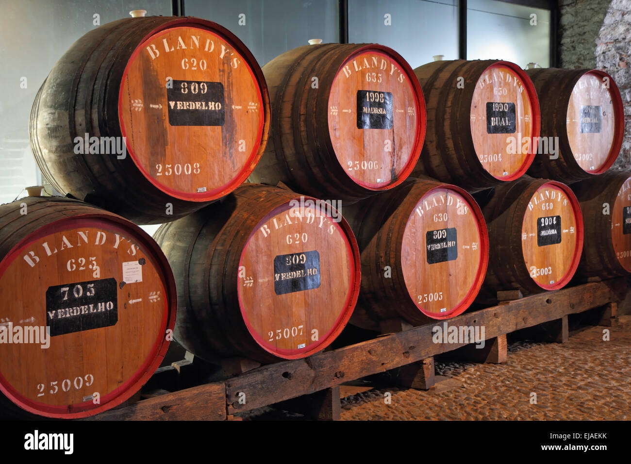 Classic huge oak barrels of wine Madera Stock Photo Alamy