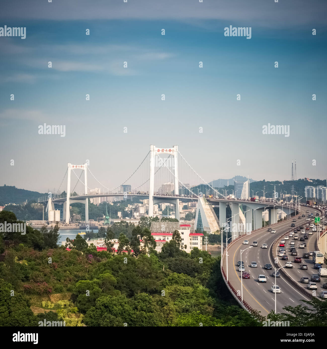 xiamen haicang bridge closeup Stock Photo