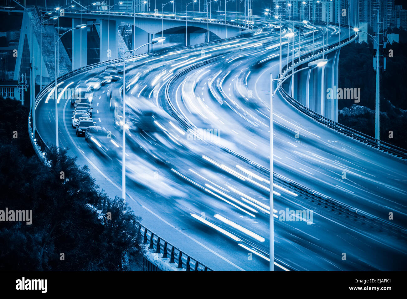 Elevated expressway. Clip. The curve of suspension bridge. Aerial view. Top  view. Background scenic road Stock Photo - Alamy