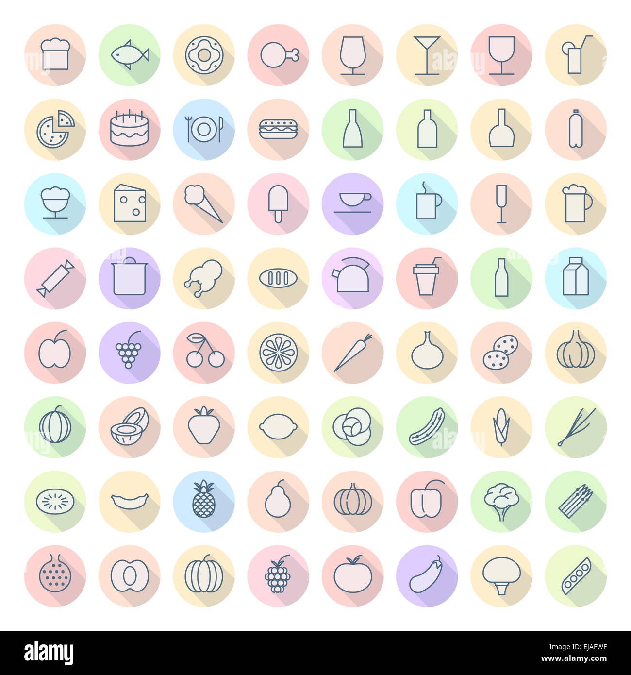 Thin Line Icons For Food and Drinks Stock Photo - Alamy