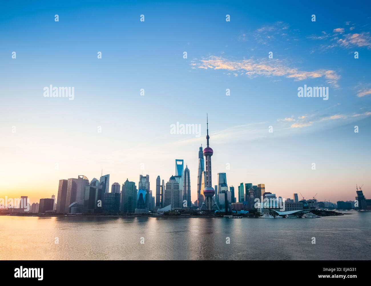 shanghai skyline in sunrise Stock Photo