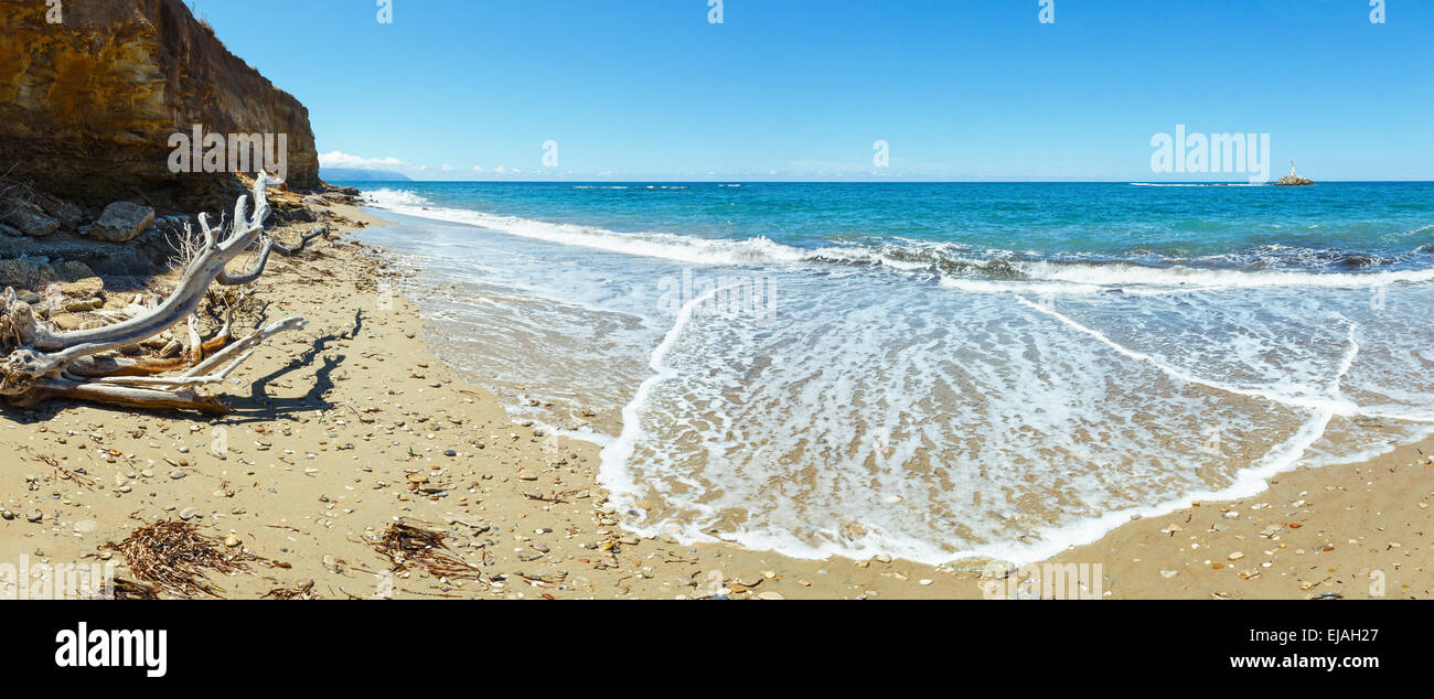 Summer beach panorama (Greece, Lefkada). Stock Photo