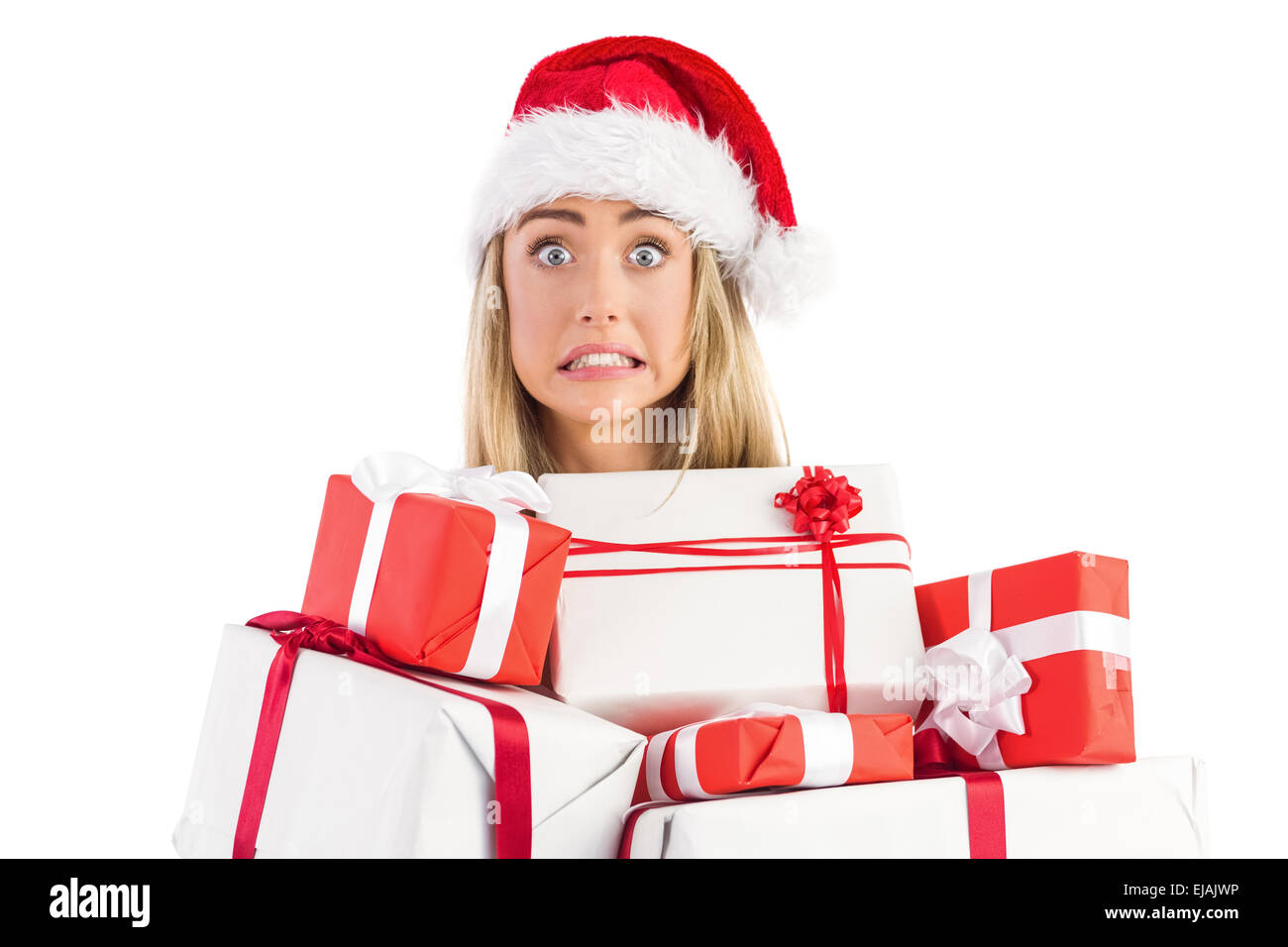 Santa holding pile gifts hi-res stock photography and images - Alamy