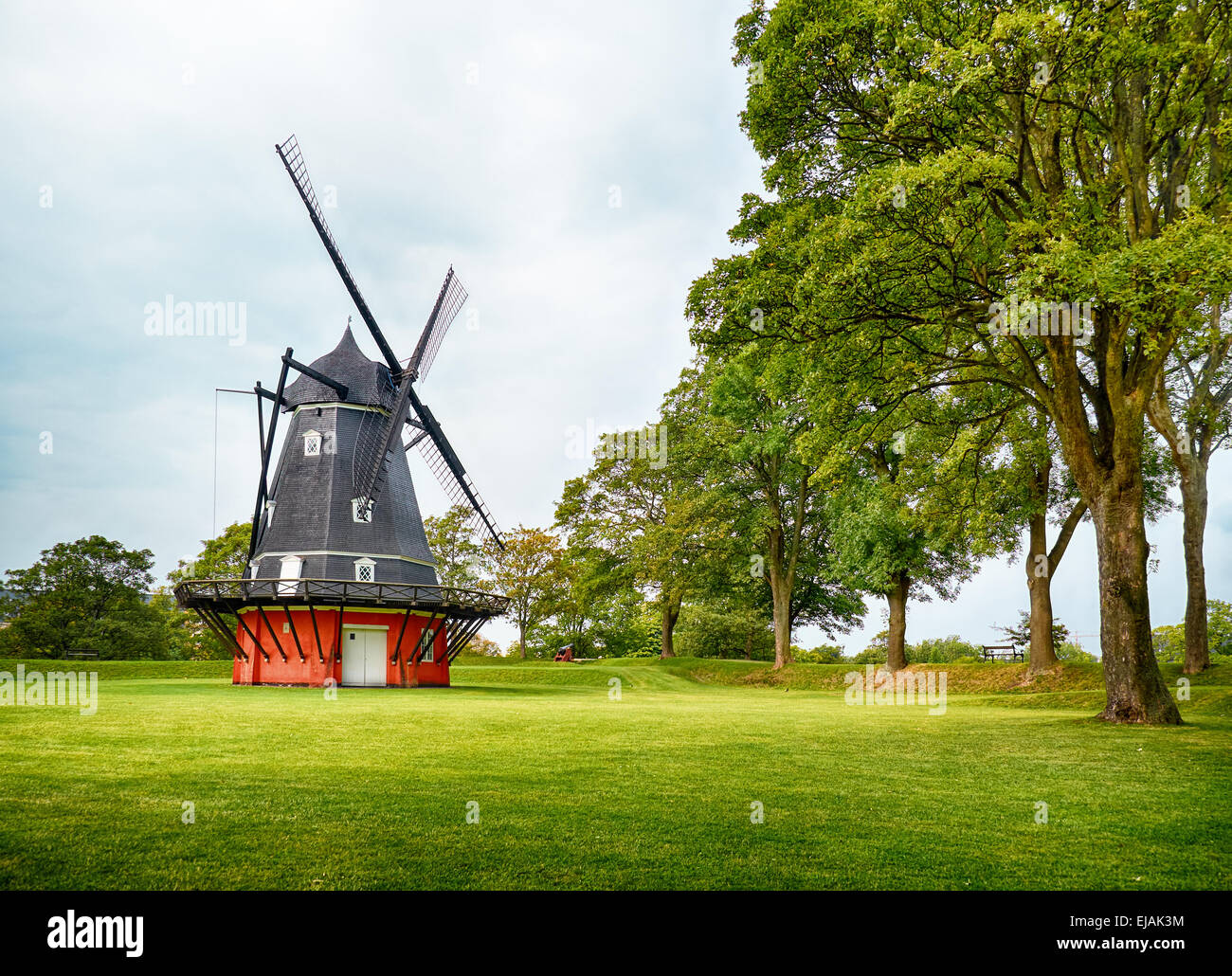 The windmill at Kastellet in Copenhagen. Stock Photo