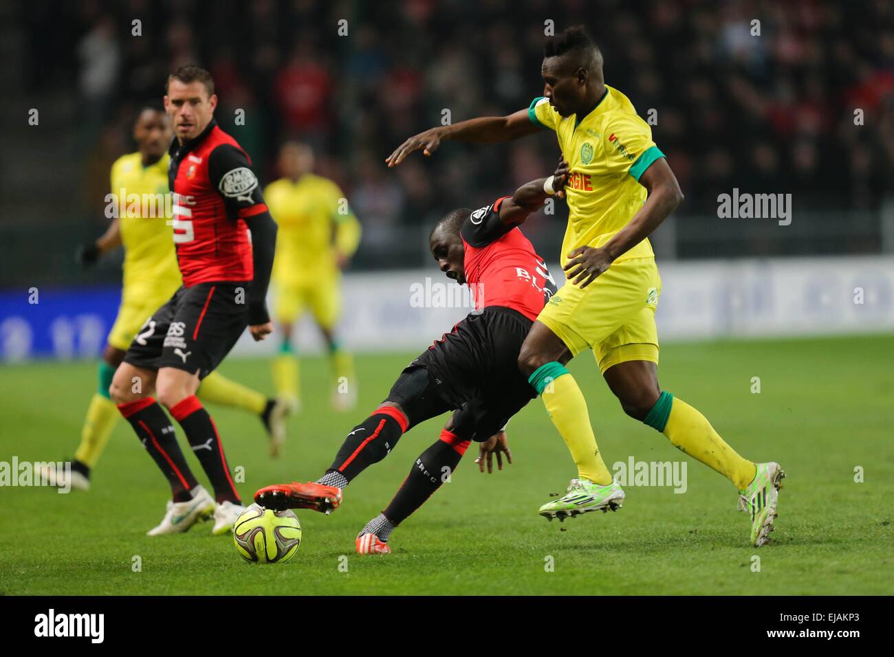 Cheik MBENGUE/Ismael BANGOURA - 21.03.2015 - Rennes/Nantes - 30eme journee de Ligue 1.Photo : Vincent Michel/Icon Sport Stock Photo