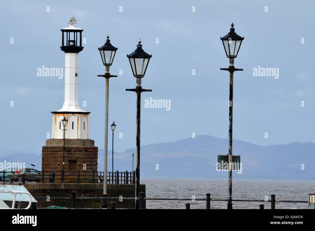 Maryport Lighthouse is a small Lighthouse located in Maryport, Cumbria, England. Stock Photo