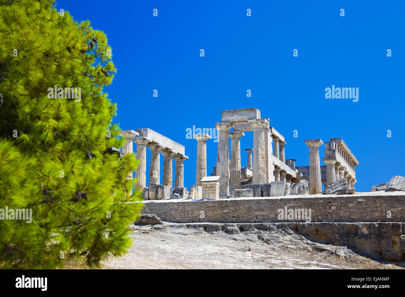 Ruins of temple on island Aegina, Greece Stock Photo - Alamy