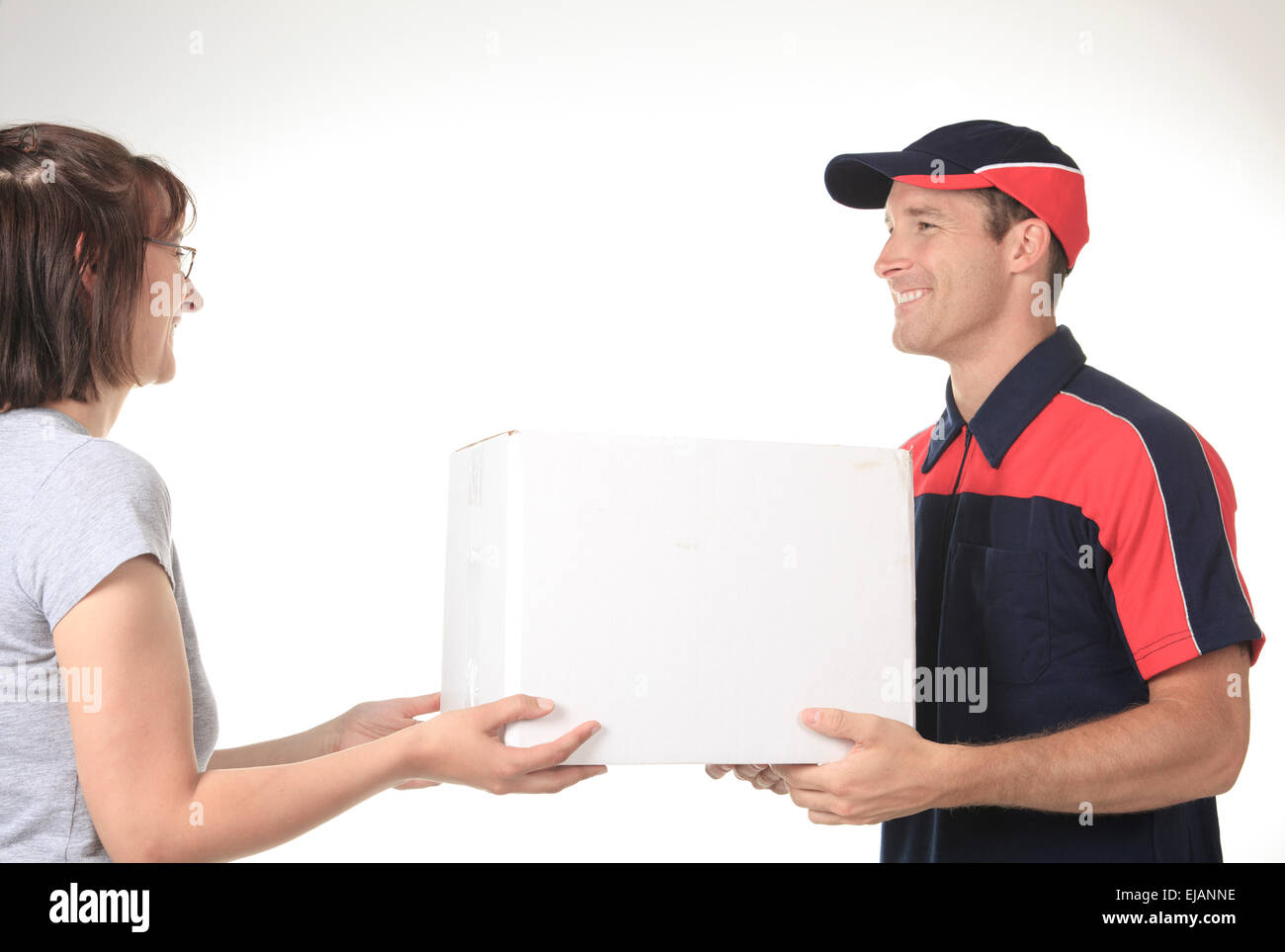 Delivery person delivering packages Stock Photo Alamy