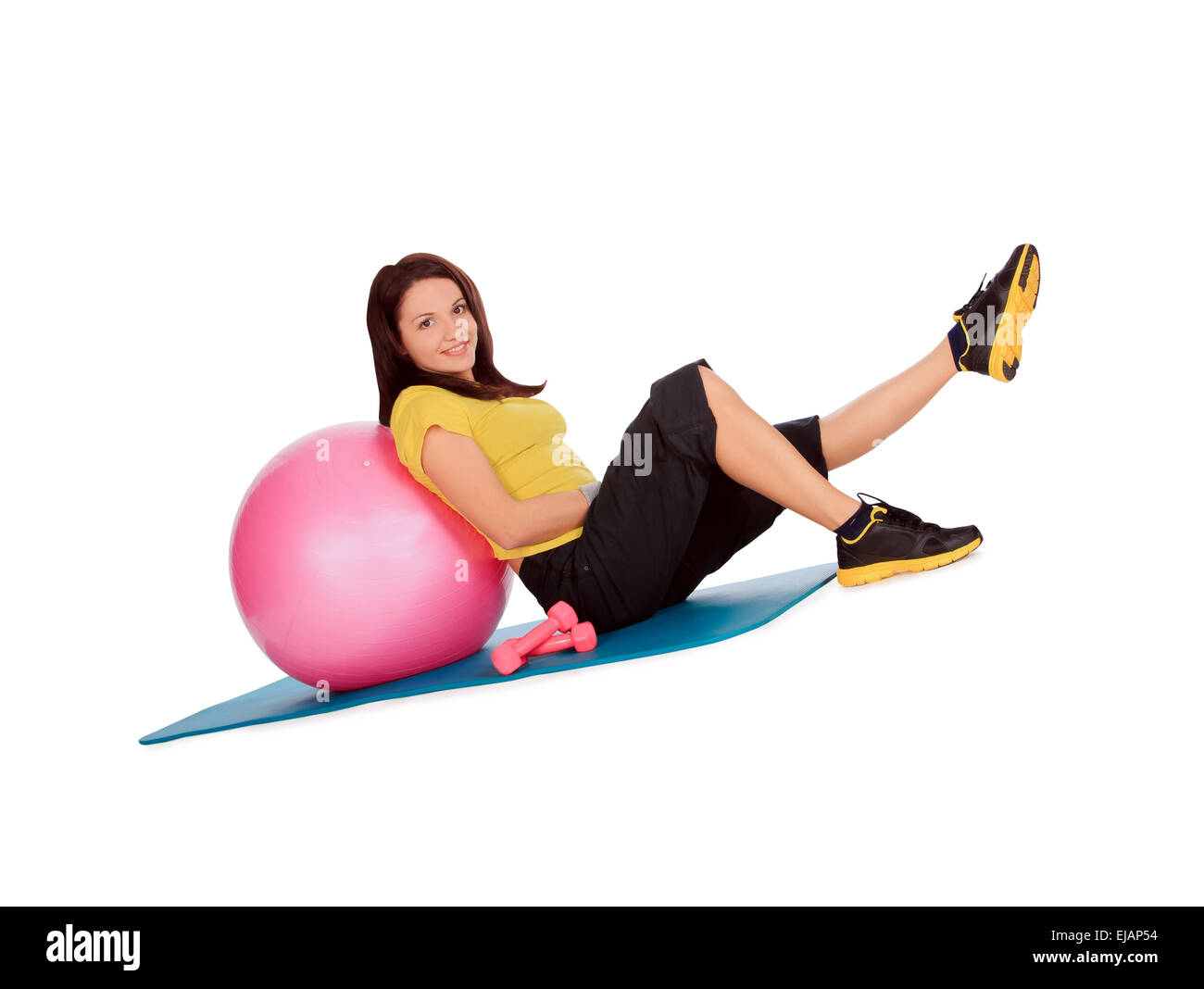 girl engaged on the ball in the gym Stock Photo