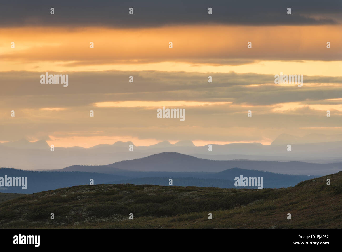 view from Dundret to fjell mountains, Lapland Stock Photo