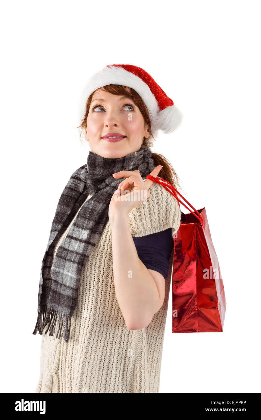 Woman santa hat giving presents hi-res stock photography and images - Alamy