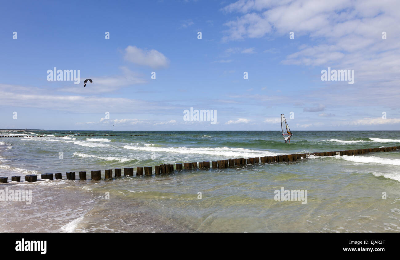 Surfing on the Baltic Sea Stock Photo