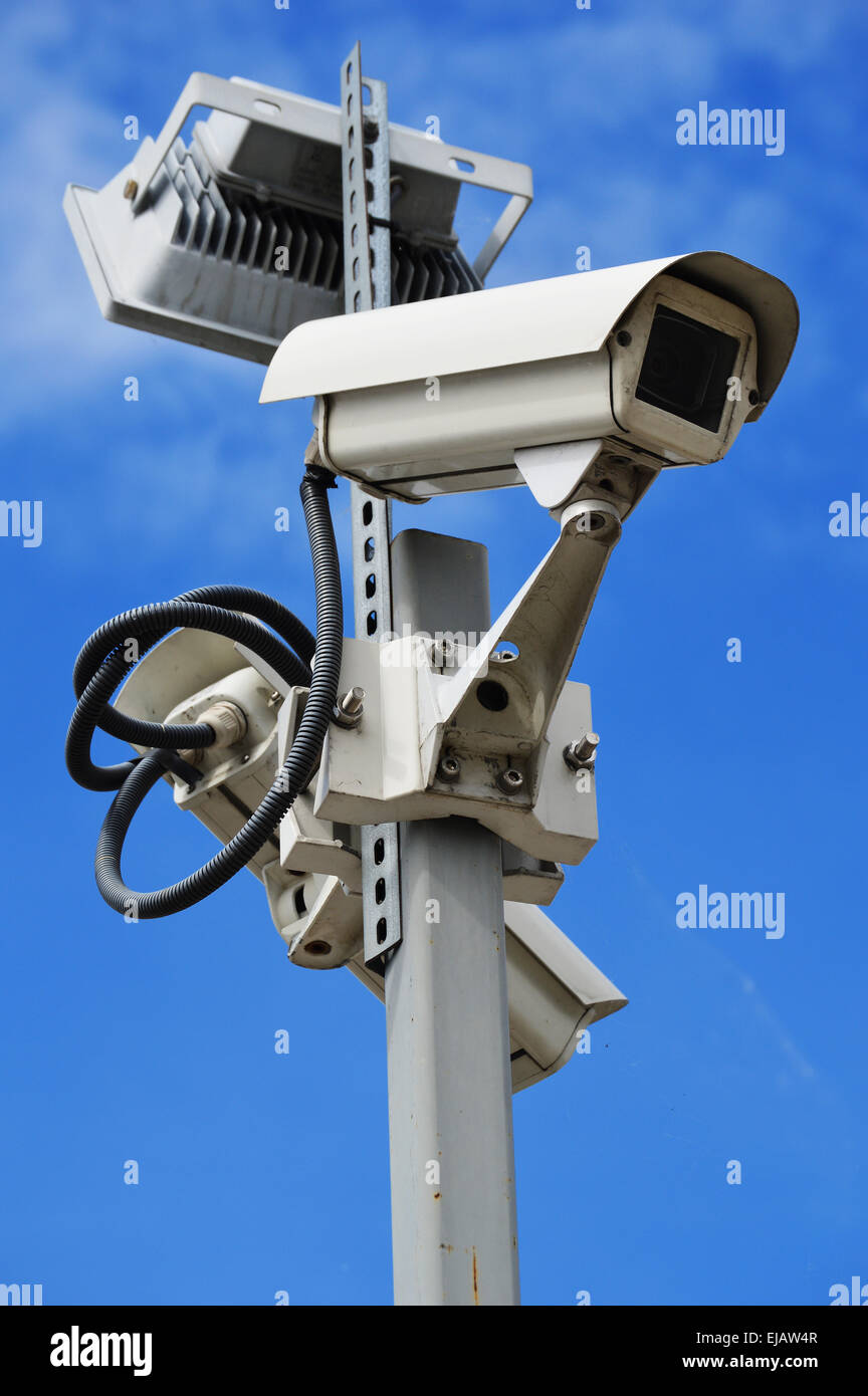 Hy Tech Camera Hi-tech dome type camera over a blue sky Stock Photo - Alamy
